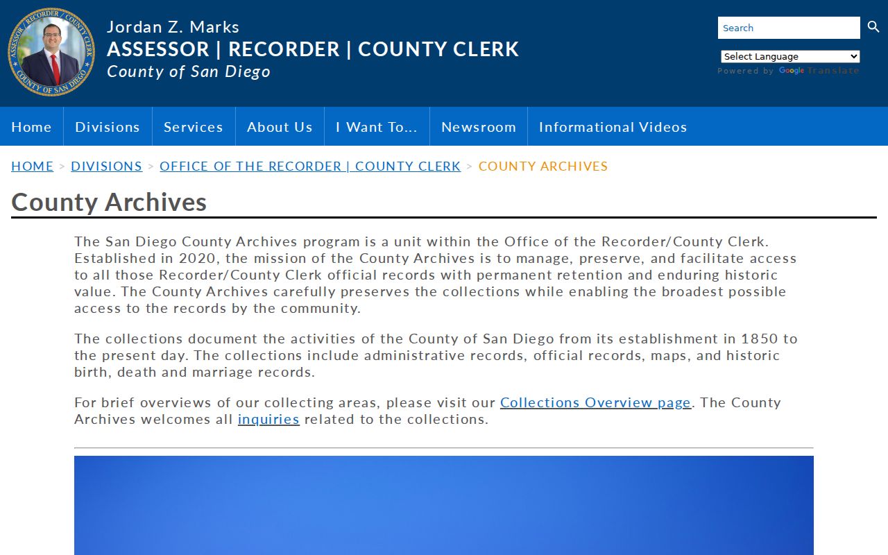 Vista previous residents research using San Diego County Archives